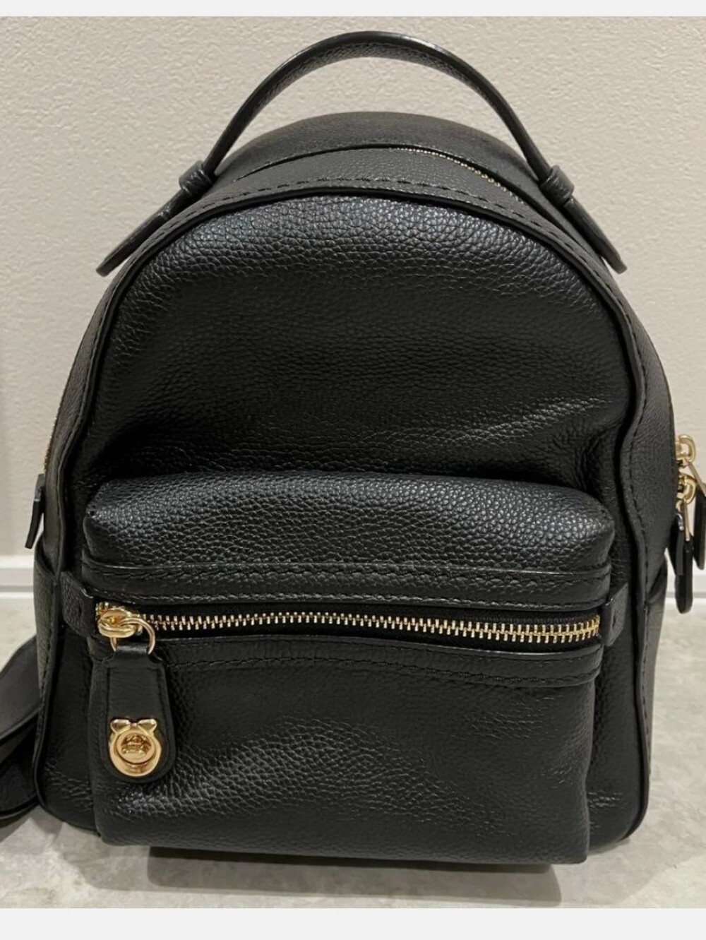 Black COACH Leather Mini Backpack with Gold Hardware